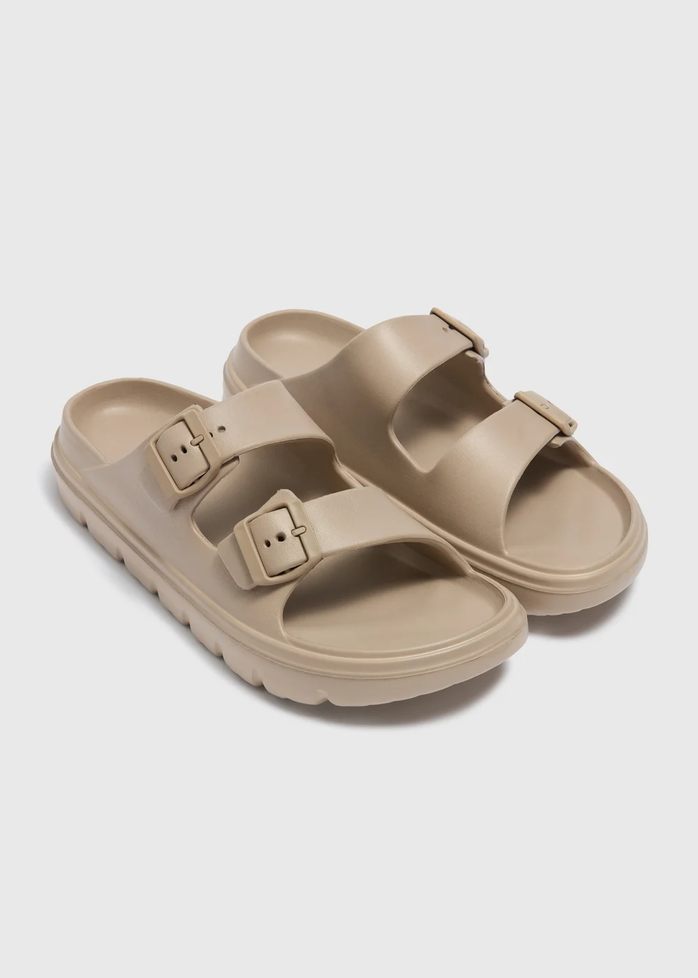 Beige Chunky Buckle Sandals - Small Image 1