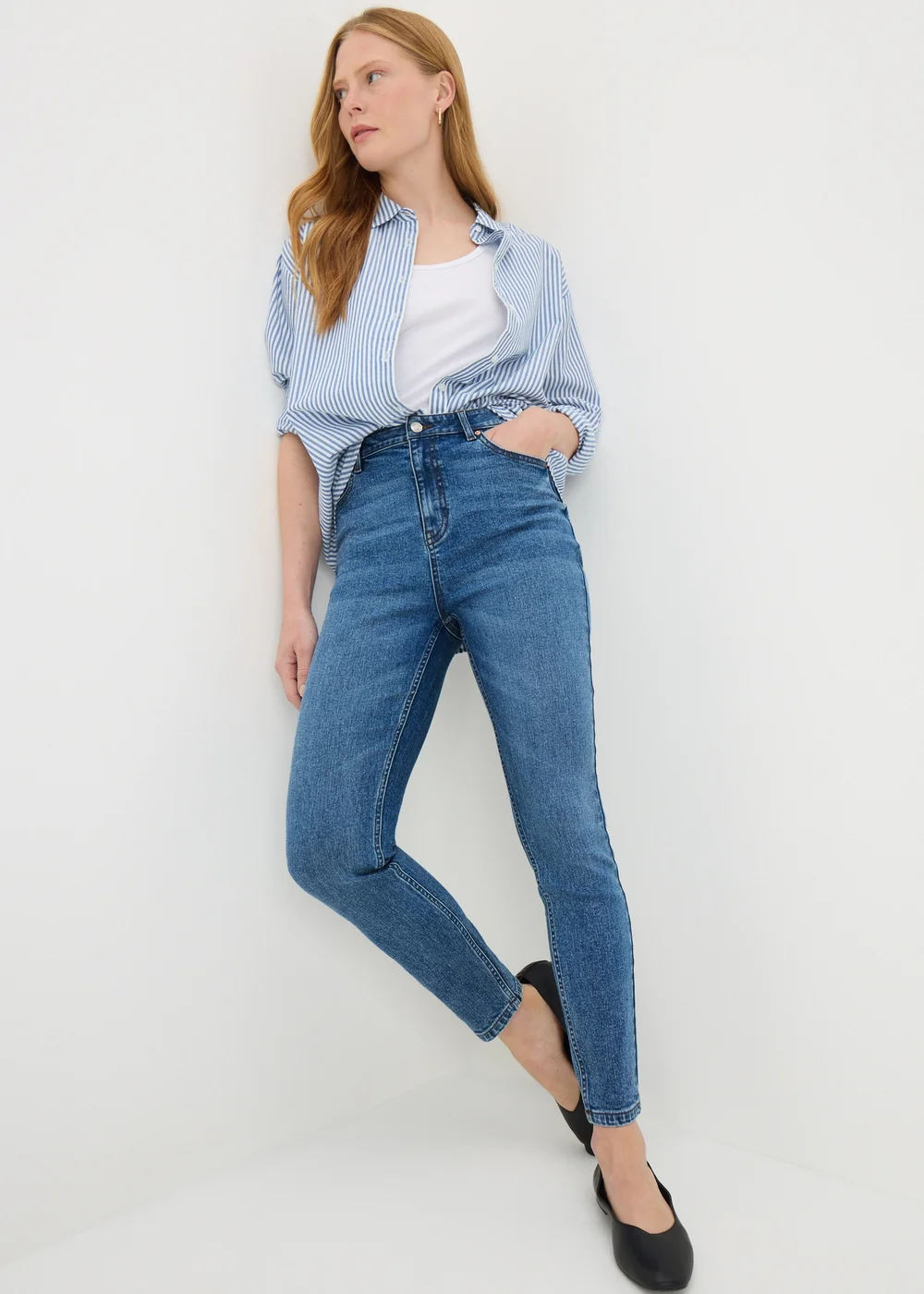 Mid Wash April Stretch High Rise Skinny Jeans - 24/L29 Image 1