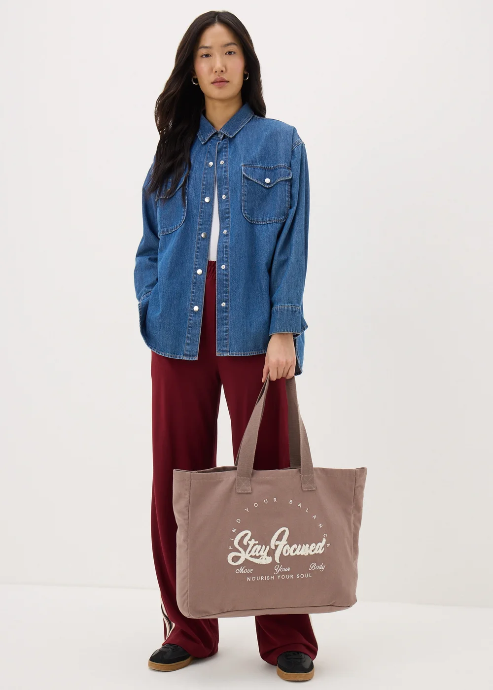 Brown Stay Focused Canvas Tote Bag - One Size Image 2
