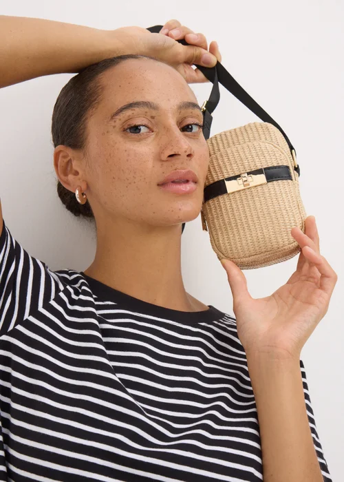 Natural Straw Phone Cross Body Bag - One Size Image 1