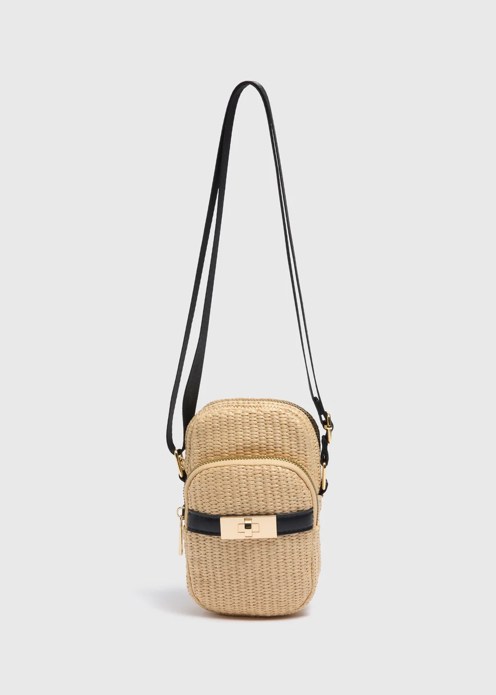 Natural Straw Phone Cross Body Bag - One Size Image 2
