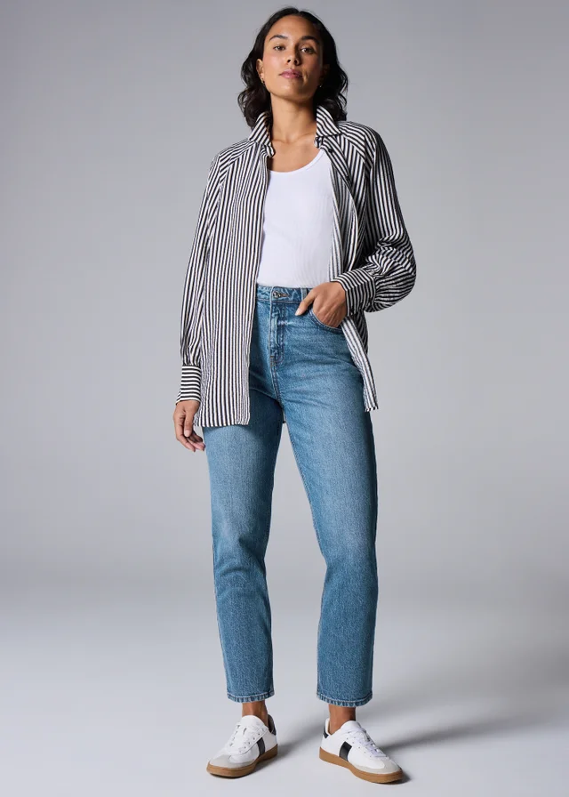 Blue Mid Wash Mom Style Jeans