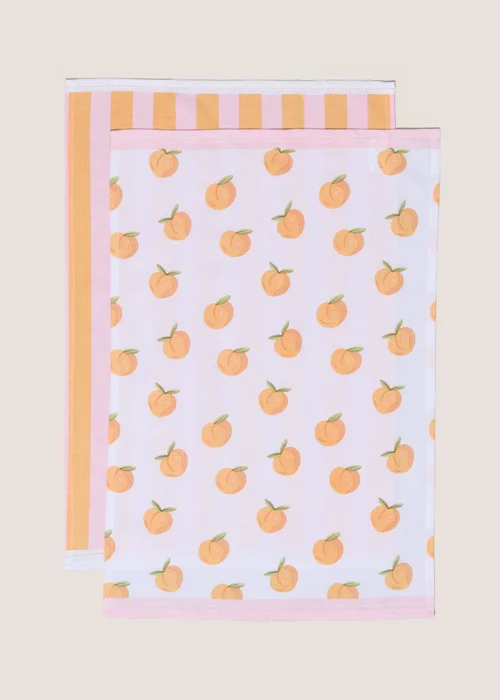 Peach Print Tea Towels Image 1