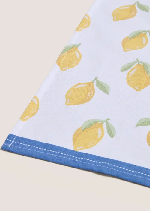 Blue and Yellow Lemon Printed Tea Towels Image 2