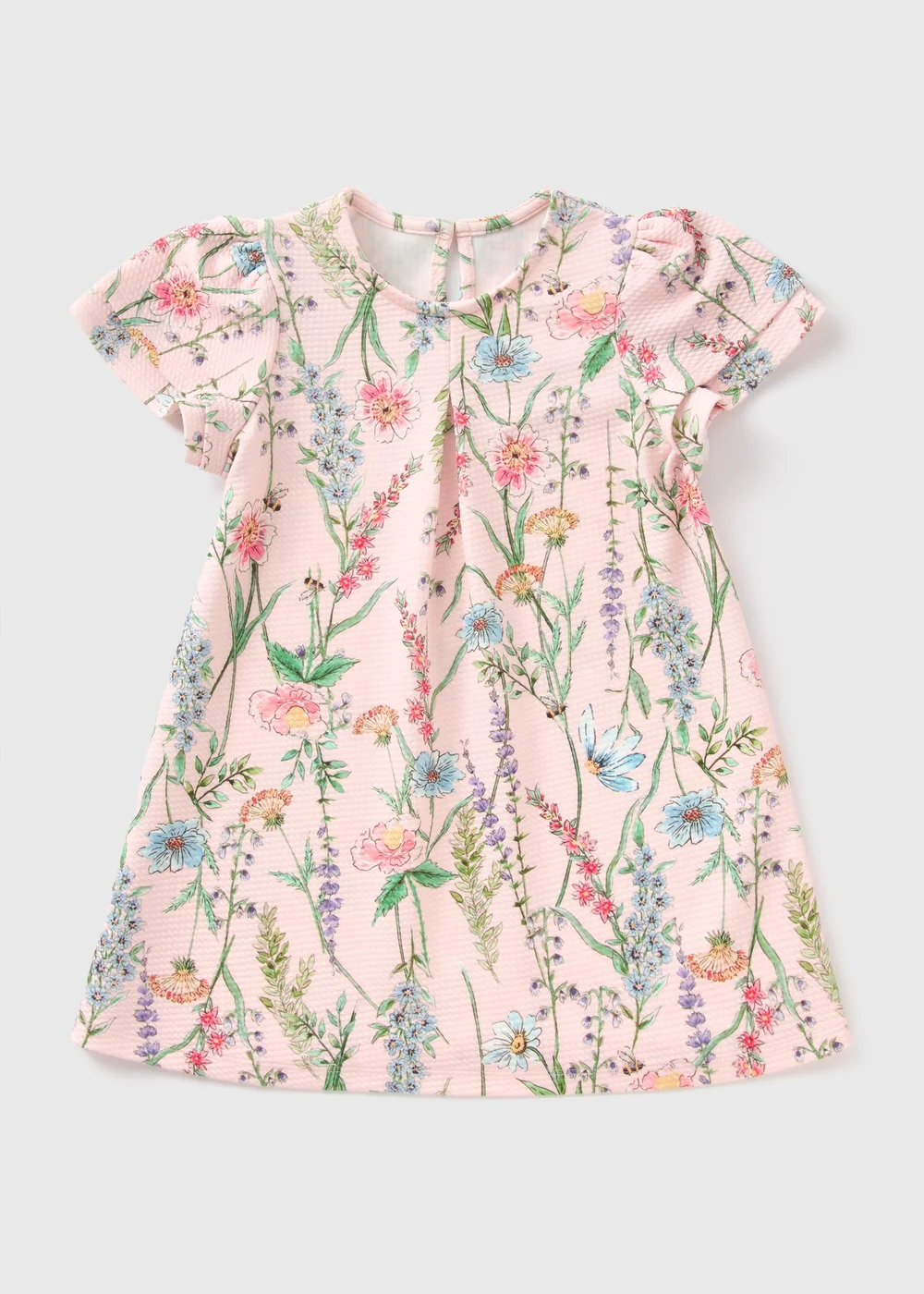 Girls Pink Floral Ponte Dress (1-7yrs) - 1-1.5 Yrs Image 1