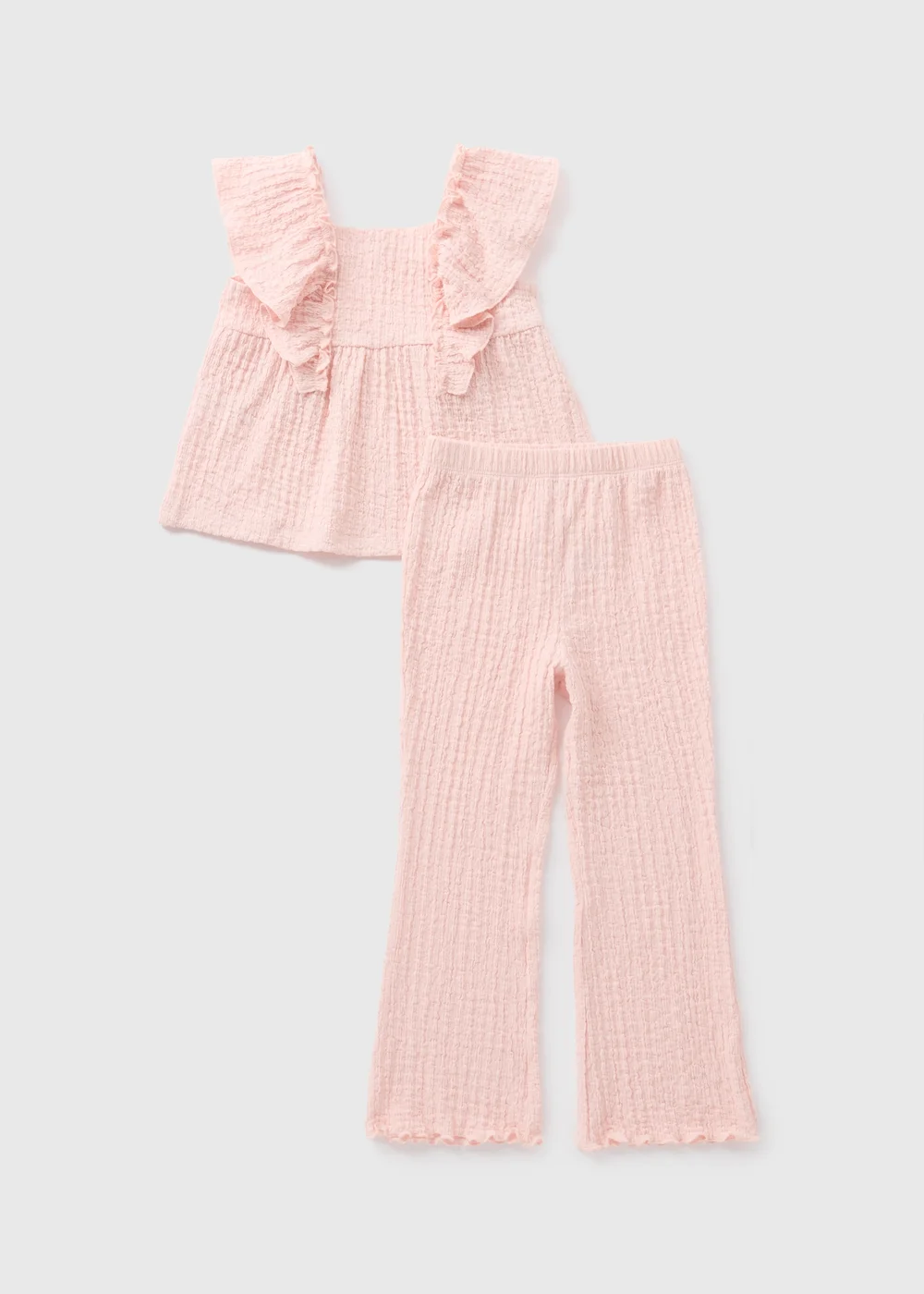 Girls Pink Crinkle Top & Flare Set (1-7yrs) - 1-1.5 Yrs Image 1