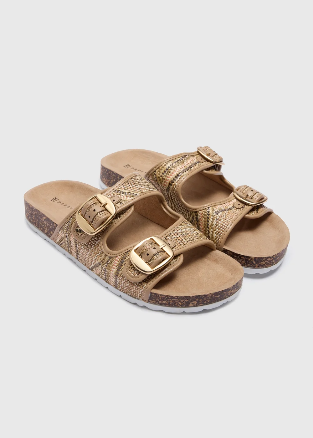 Brown Raffia Double Buckle Sandal - 3 Image 1