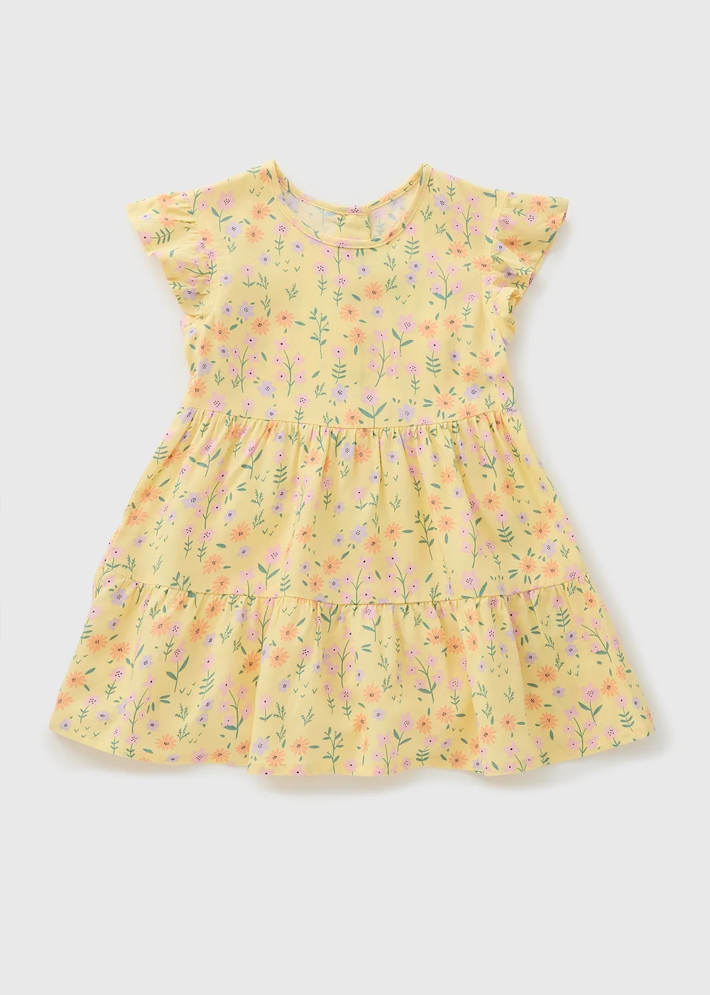 Girls Yellow Ditsy Floral Viscose Dress (1-7yrs) - 1-1.5 Yrs Image 1