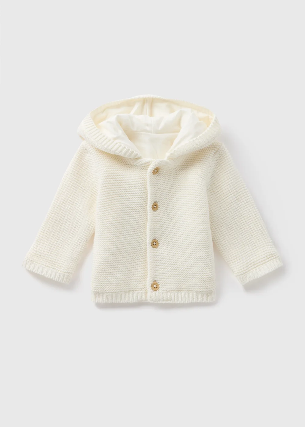 Baby Cream Jersey Lined Knitted Cardigan (Newborn-23mths) - 0-3 months Image 1