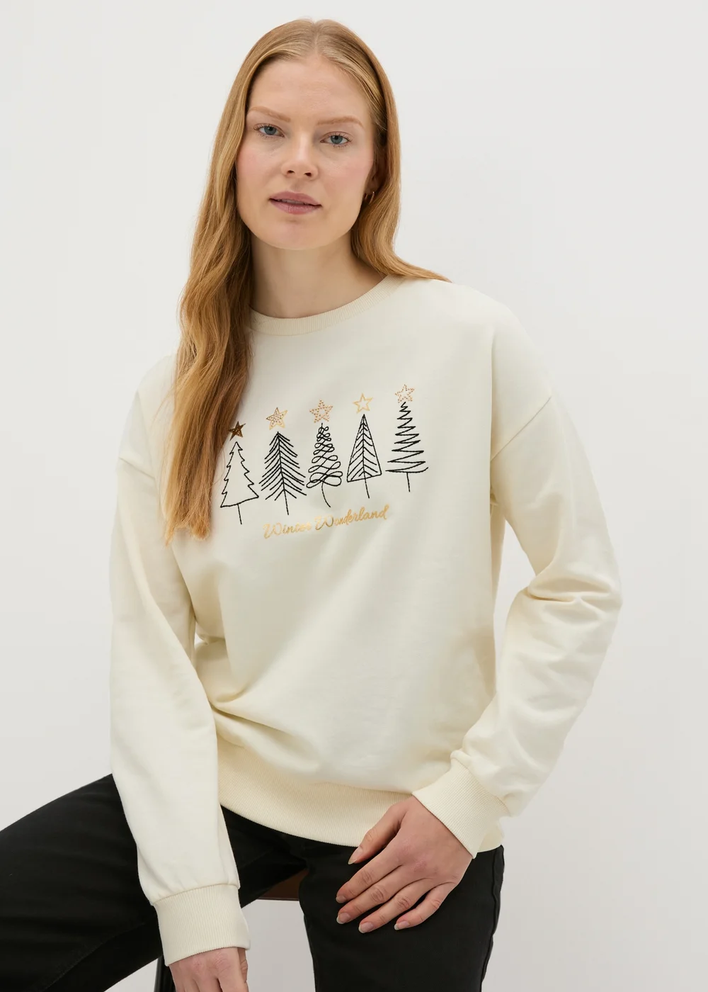 Cream Christmas Tree Sweatshirt - S Image 1