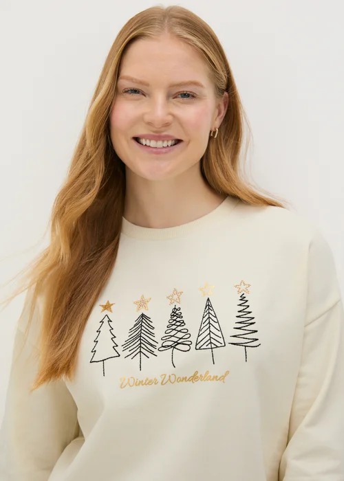 Cream Christmas Tree Sweatshirt - S Image 2