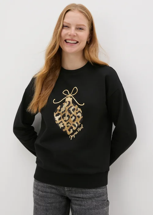 Black Sequin Bauble Sweatshirt - S Image 1