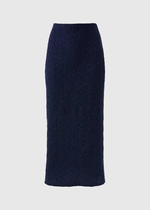 Navy Textured Midaxi Skirt - 8 Image 2