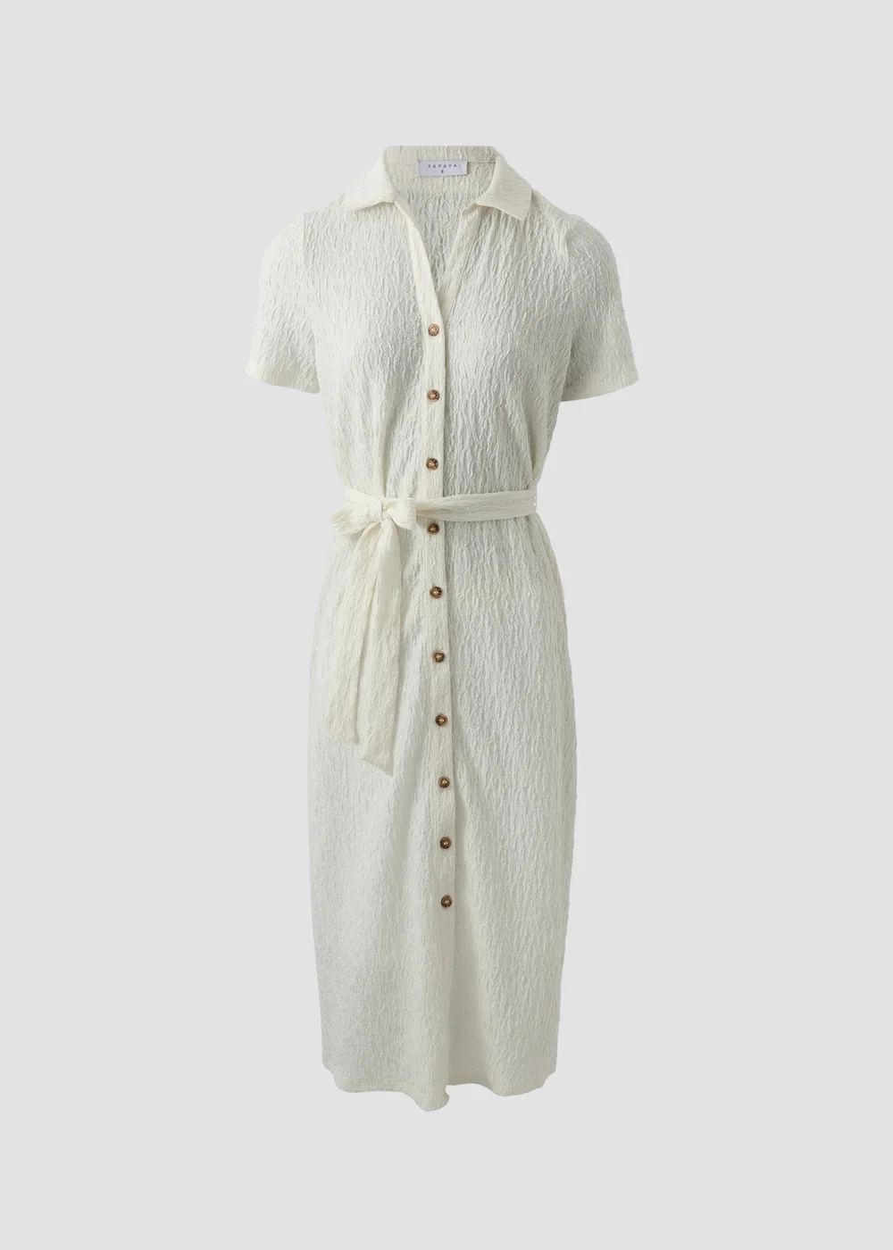 Cream Textured Shirt Midi Dress - 8 Image 4