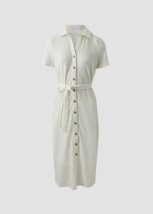 Cream Textured Shirt Midi Dress - 8 Image 4