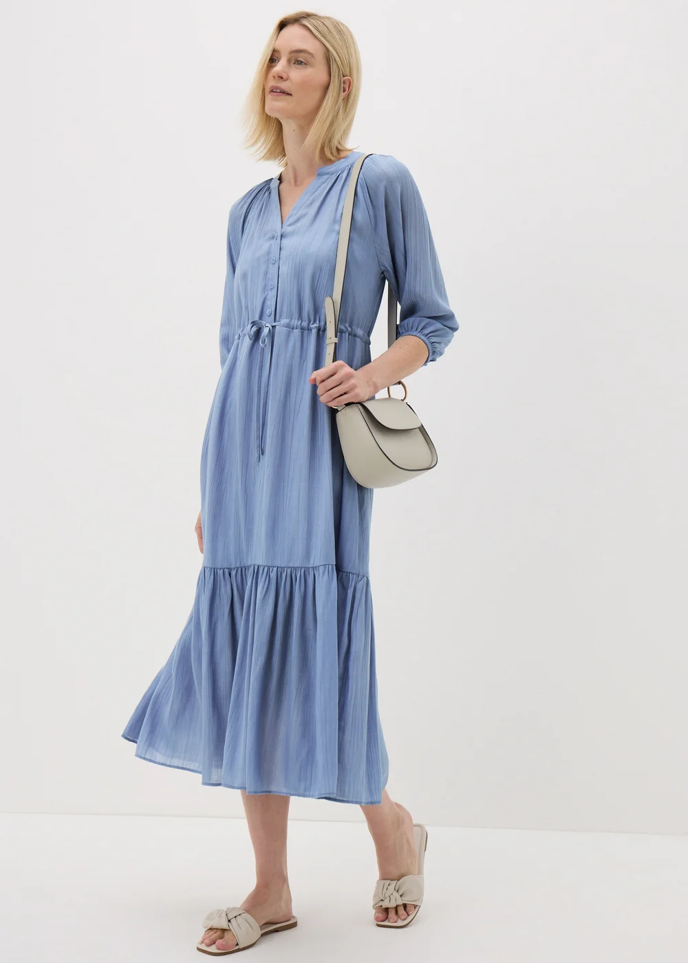 Light Blue Raglan Midi Shirt Dress - 8 Image 1