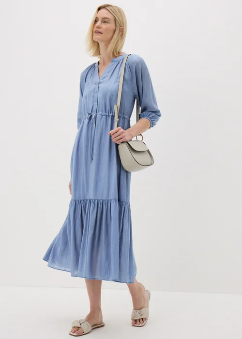 Light Blue Raglan Midi Shirt Dress - 8 Image 1