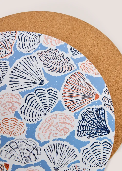 4 Pack Blue Shell Cork Coasters Image 2