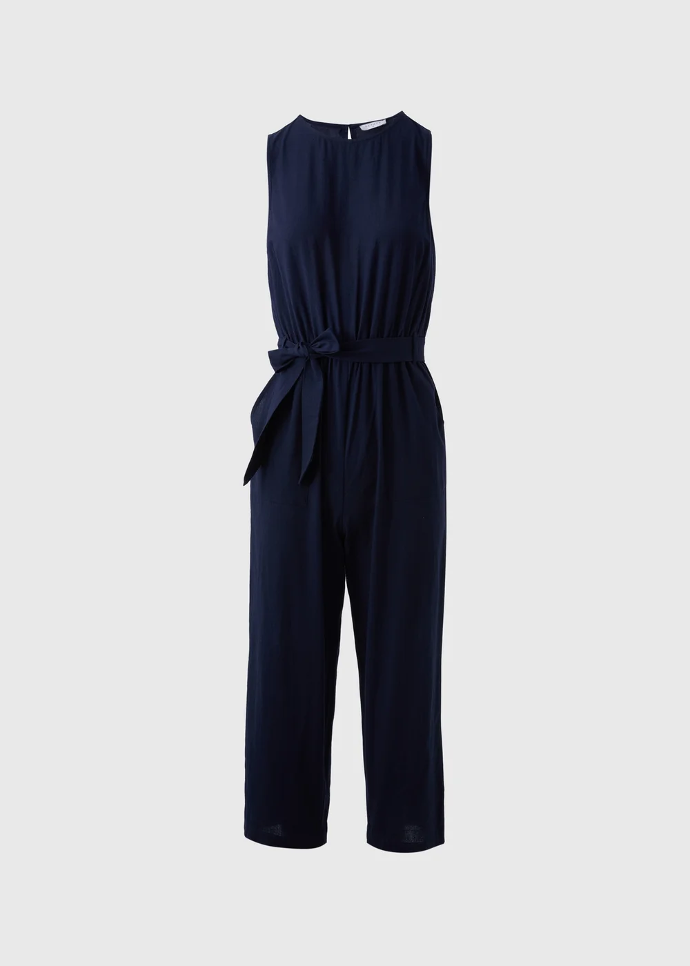 Navy Linen Blend Jumpsuit - 8 Image 4