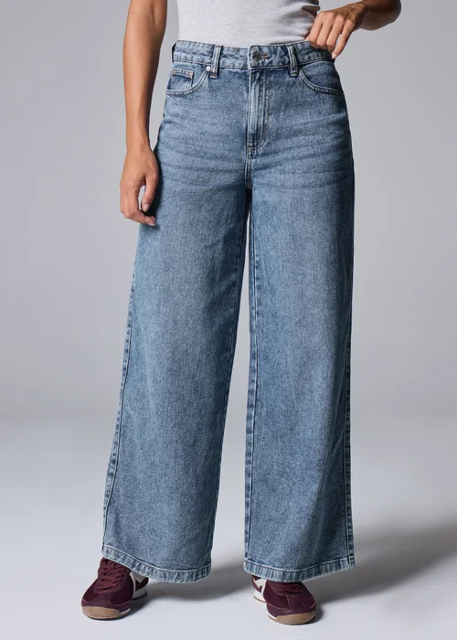 Wide Leg Mid Blue Jeans - 8/L29 Image 2