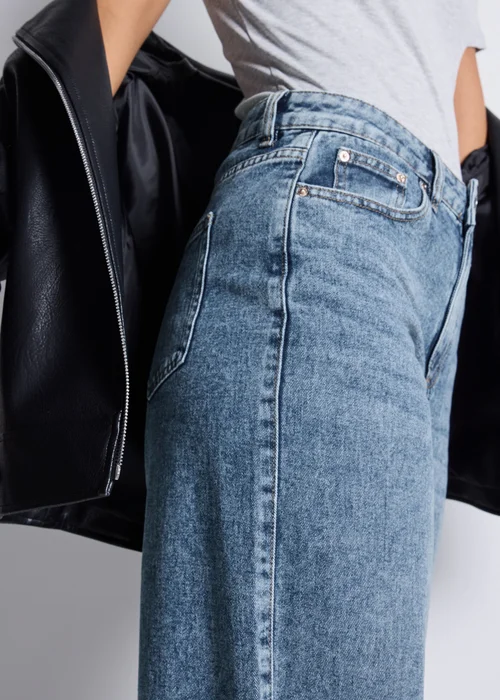 Wide Leg Mid Blue Jeans - 8/L29 Image 5