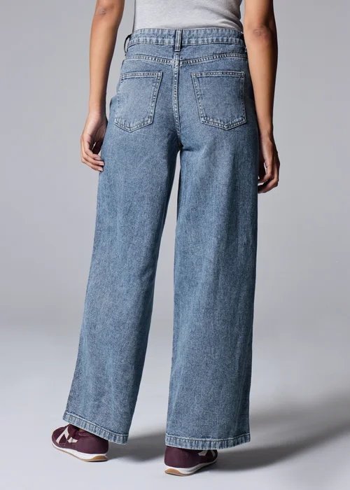 Wide Leg Mid Blue Jeans - 8/L29 Image 4
