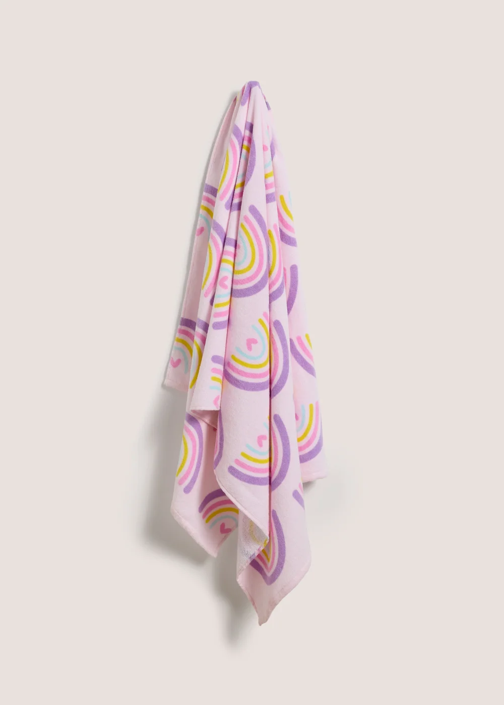 Kids Pink Rainbow Beach Towel Image 1