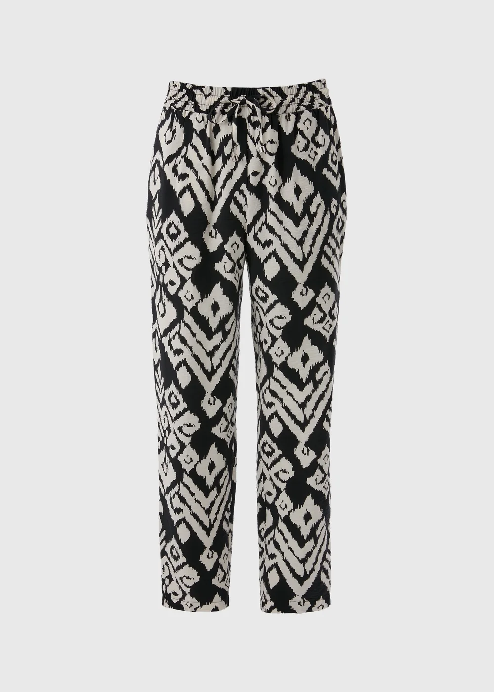 Black Monochrome Printed Tapered Trousers - 8 Image 3