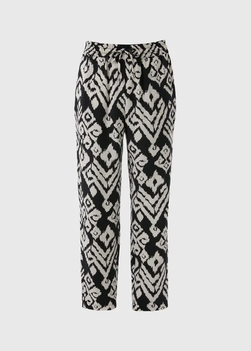 Black Monochrome Printed Tapered Trousers - 8 Image 3