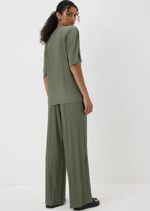 Khaki Plisse Co-Ord Trousers - 8 Image 2