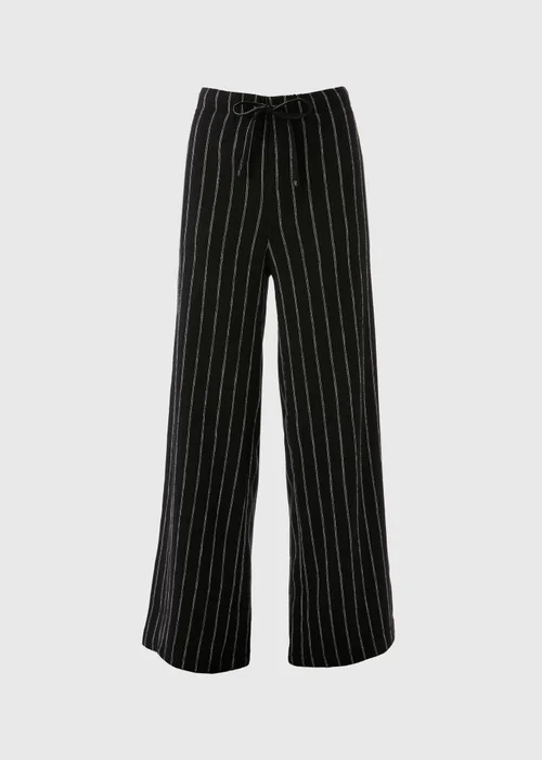 Black Pin Stripe Co Ord Wide Leg Trousers - 8 Image 4