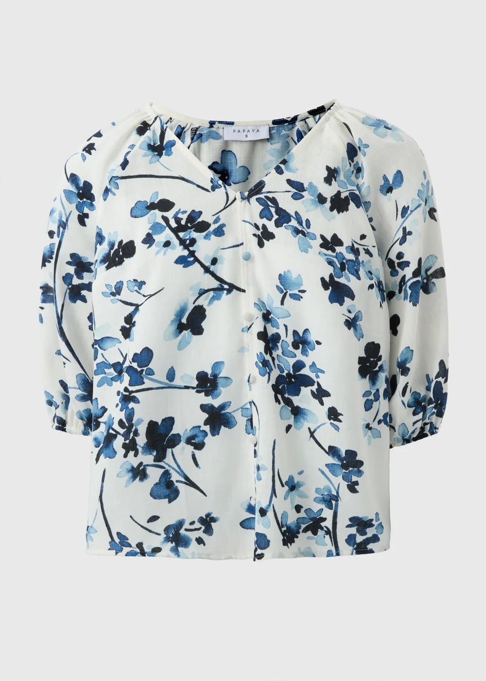 Navy Ditsy Floral V-Neck Tea Top - 8 Image 4