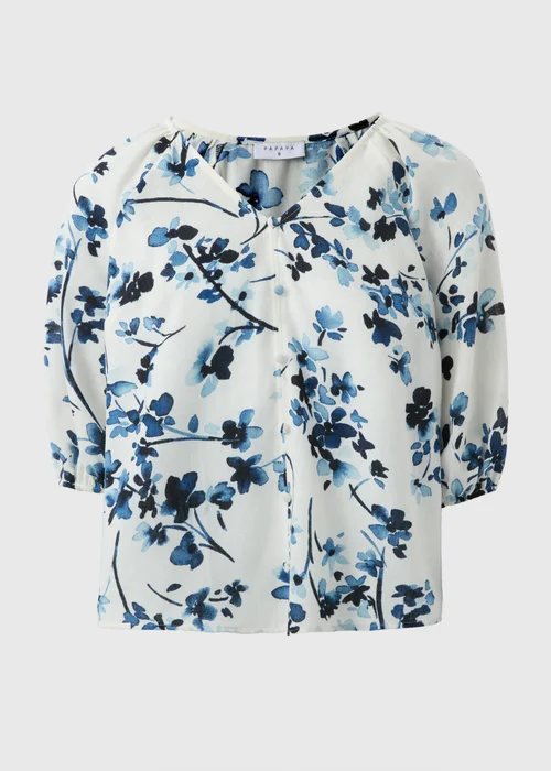 Navy Ditsy Floral V-Neck Tea Top - 8 Image 4