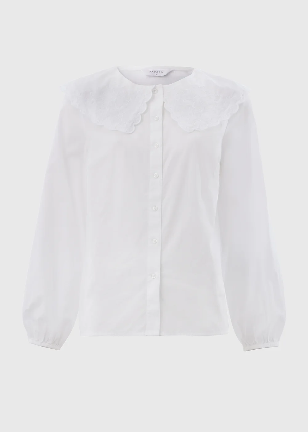 White Embroidered Oversized Collar Shirt - 8 Image 3