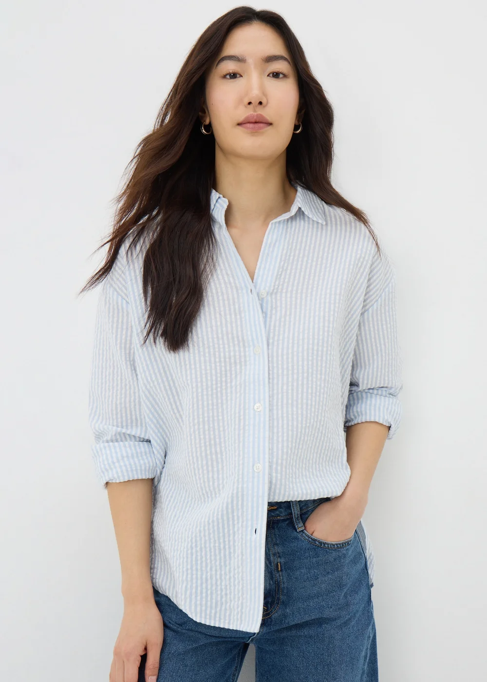 Blue Stripe Seersucker Shirt - 8 Image 1