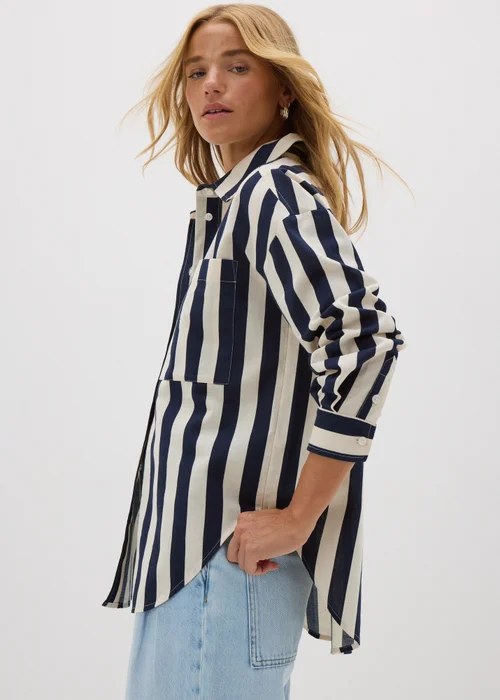 Navy Wide Stripe Shirt - 8 Image 2