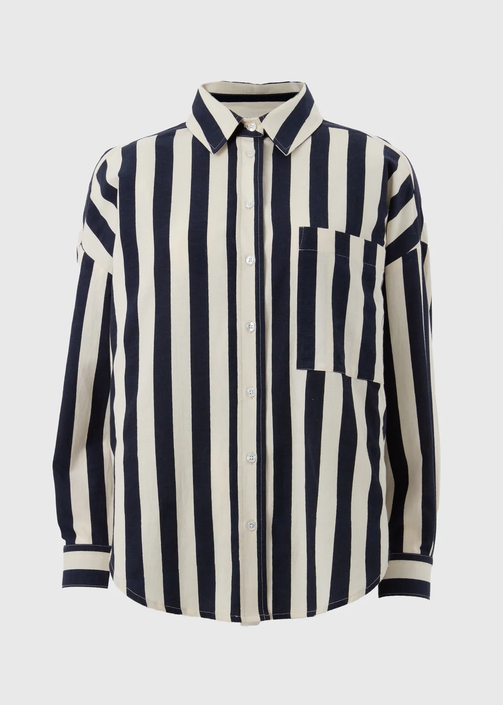 Navy Wide Stripe Shirt - 8 Image 4