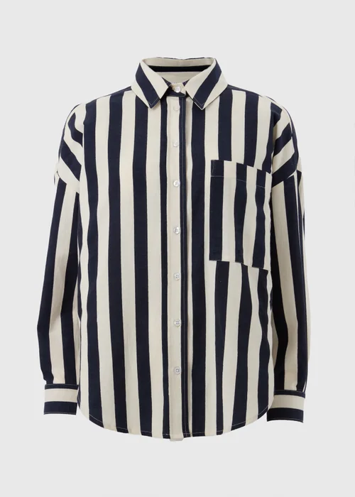 Navy Wide Stripe Shirt - 8 Image 4