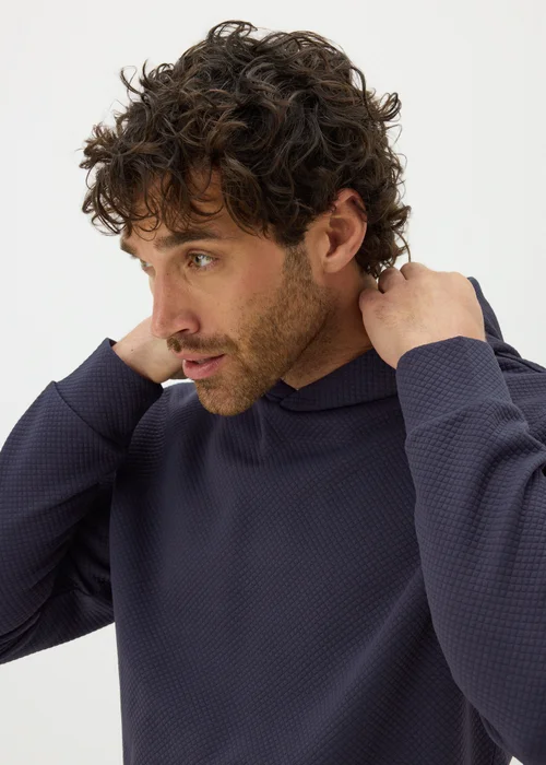 Navy Textured Hoodie - S Image 3