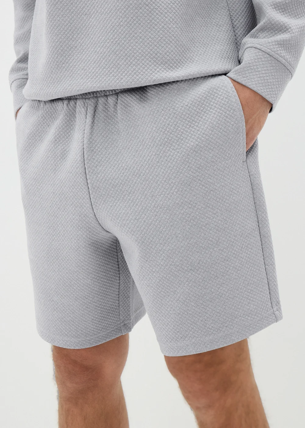 Grey Textured Shorts - S Image 2
