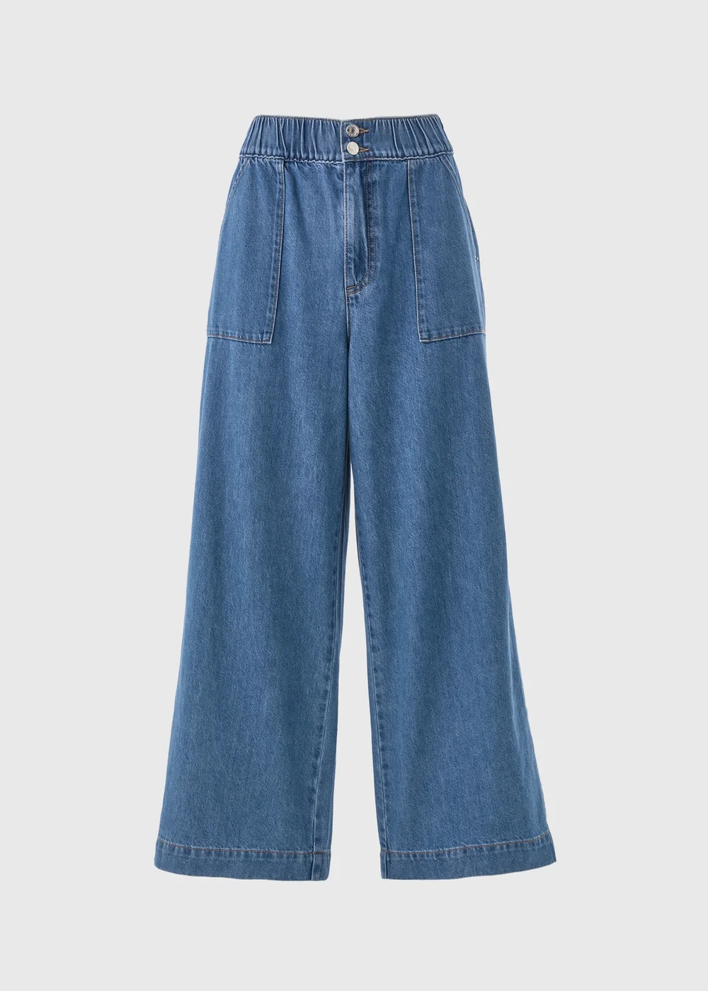 Blue Mid Wash Cropped Wide Leg Jeans - 8 Image 4