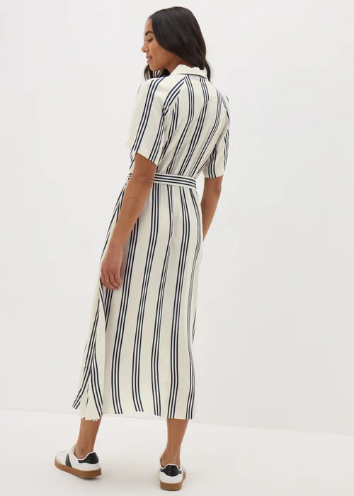 Cream Stripe Shirt Midi Dress - 8 Image 3