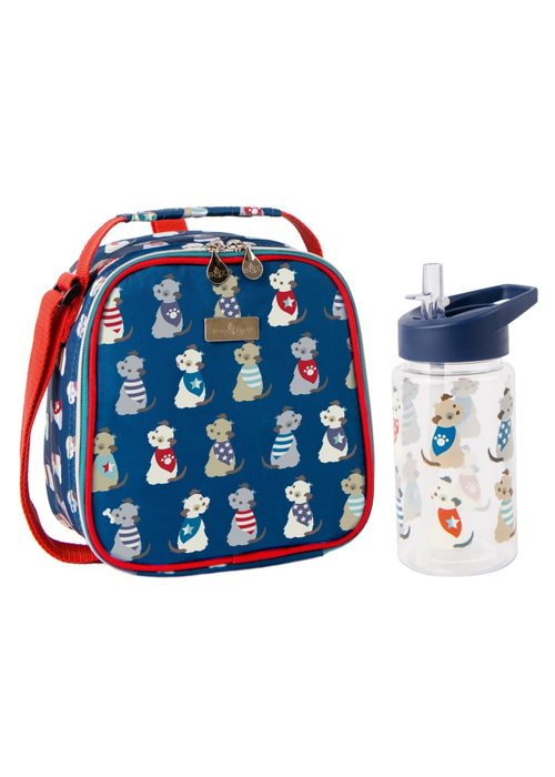 Beau & Elliot Navy Scruffy Pups Kids Lunch Bag & Bottle - One Size Image 1