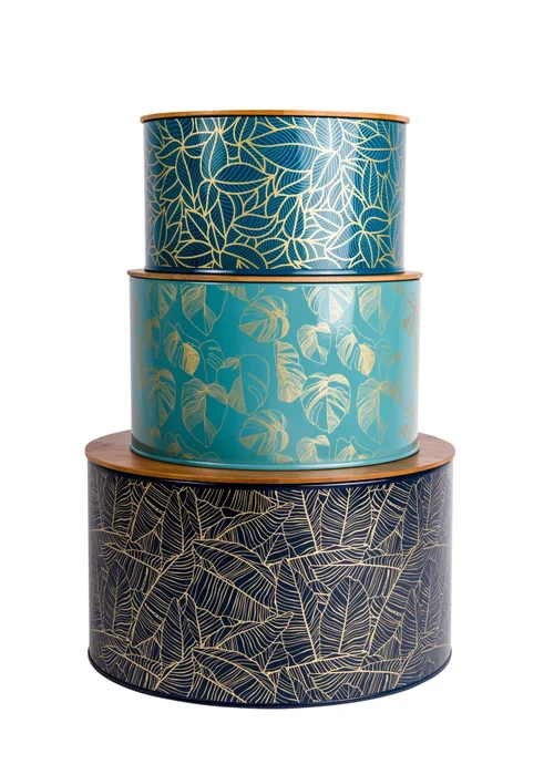 Summerhouse by Navigate Botanicals Trio Of Nesting Tins with Bamboo Lids - One Size Image 1