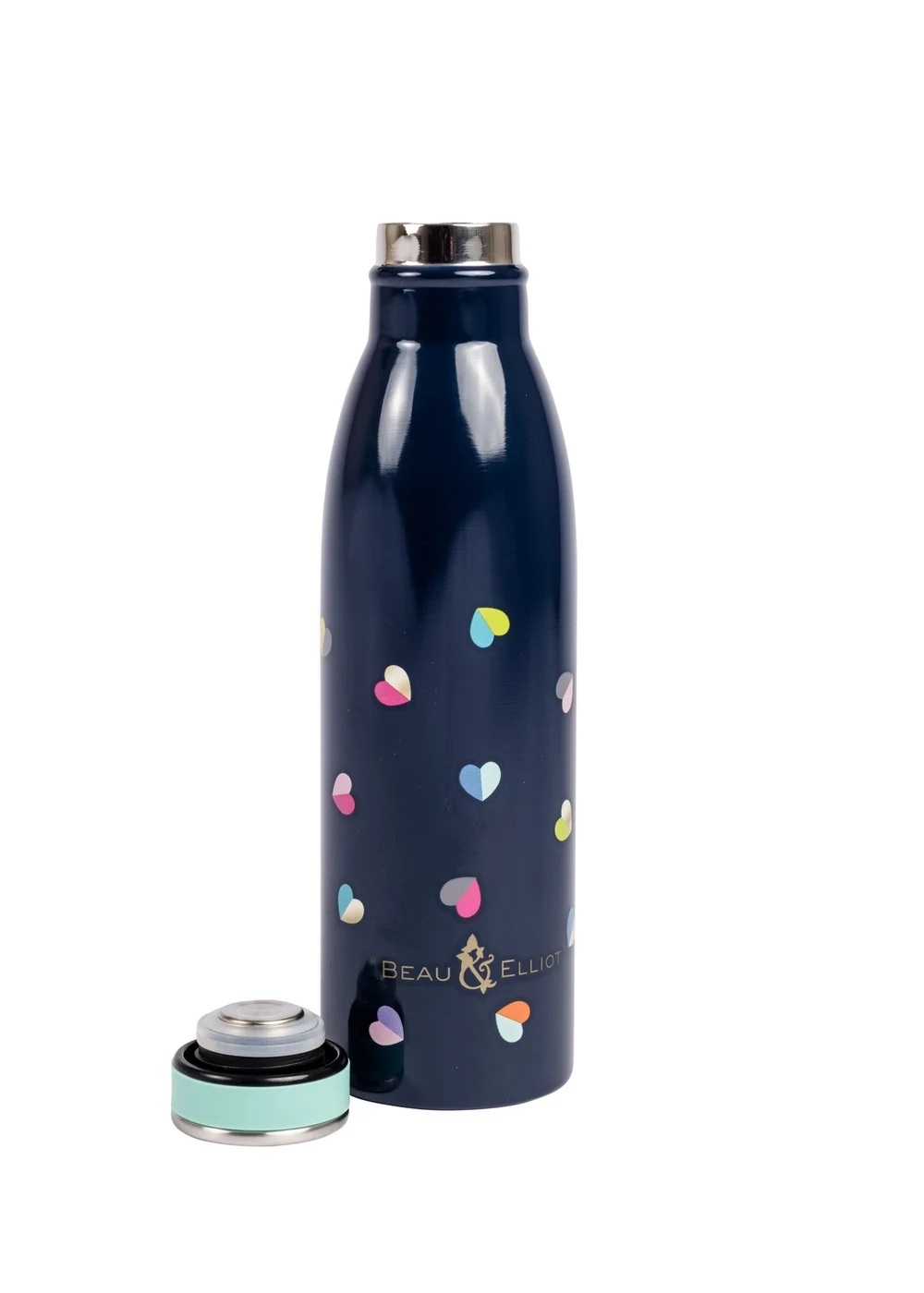 Beau & Elliot Navy Mini Confetti Stainless Steel Drinks Bottle (500ml) - One Size Image 2