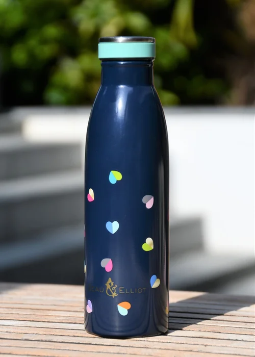 Beau & Elliot Navy Mini Confetti Stainless Steel Drinks Bottle (500ml) - One Size Image 3