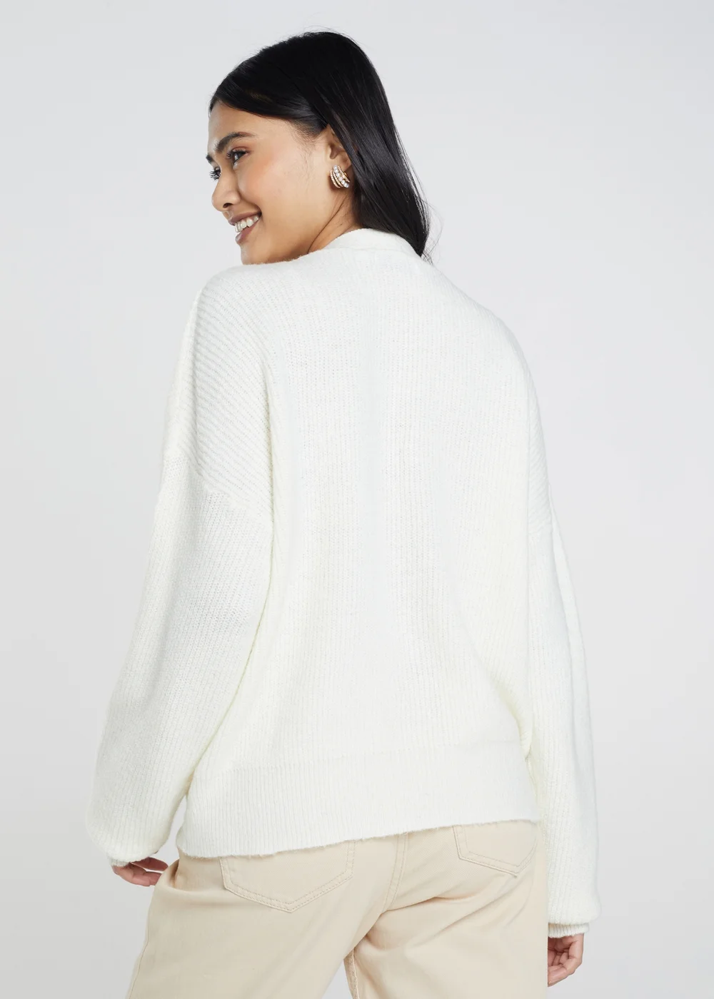 Brave Soul Ivory Button Through Soft Knit Cardigan - XS Image 2