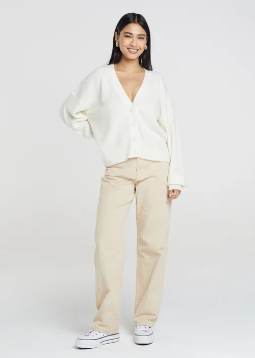 Brave Soul Ivory Button Through Soft Knit Cardigan - XS Image 4