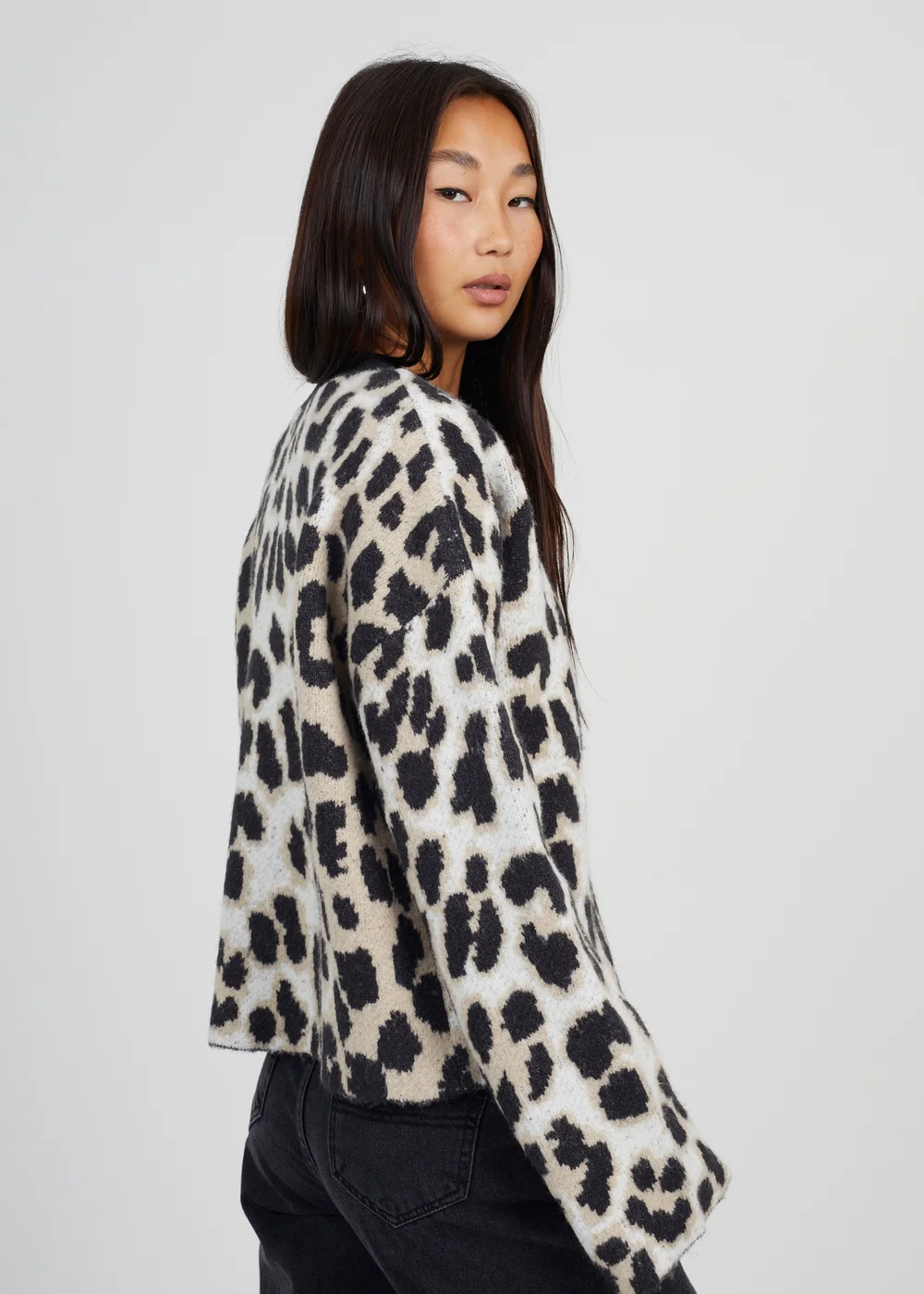 Brave Soul Camel Button Through Animal Print Jacquard Knit Cardigan - XS Image 2