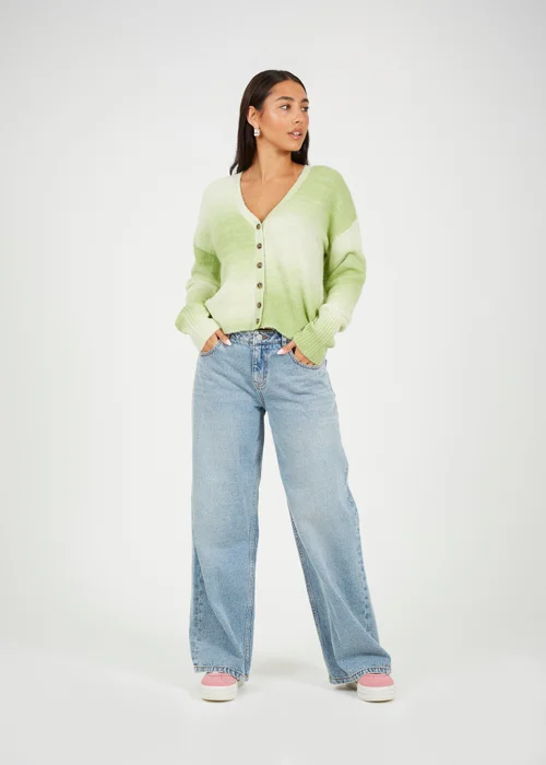 Brave Soul Green Button Through Space Dye Cardigan - XS Image 4